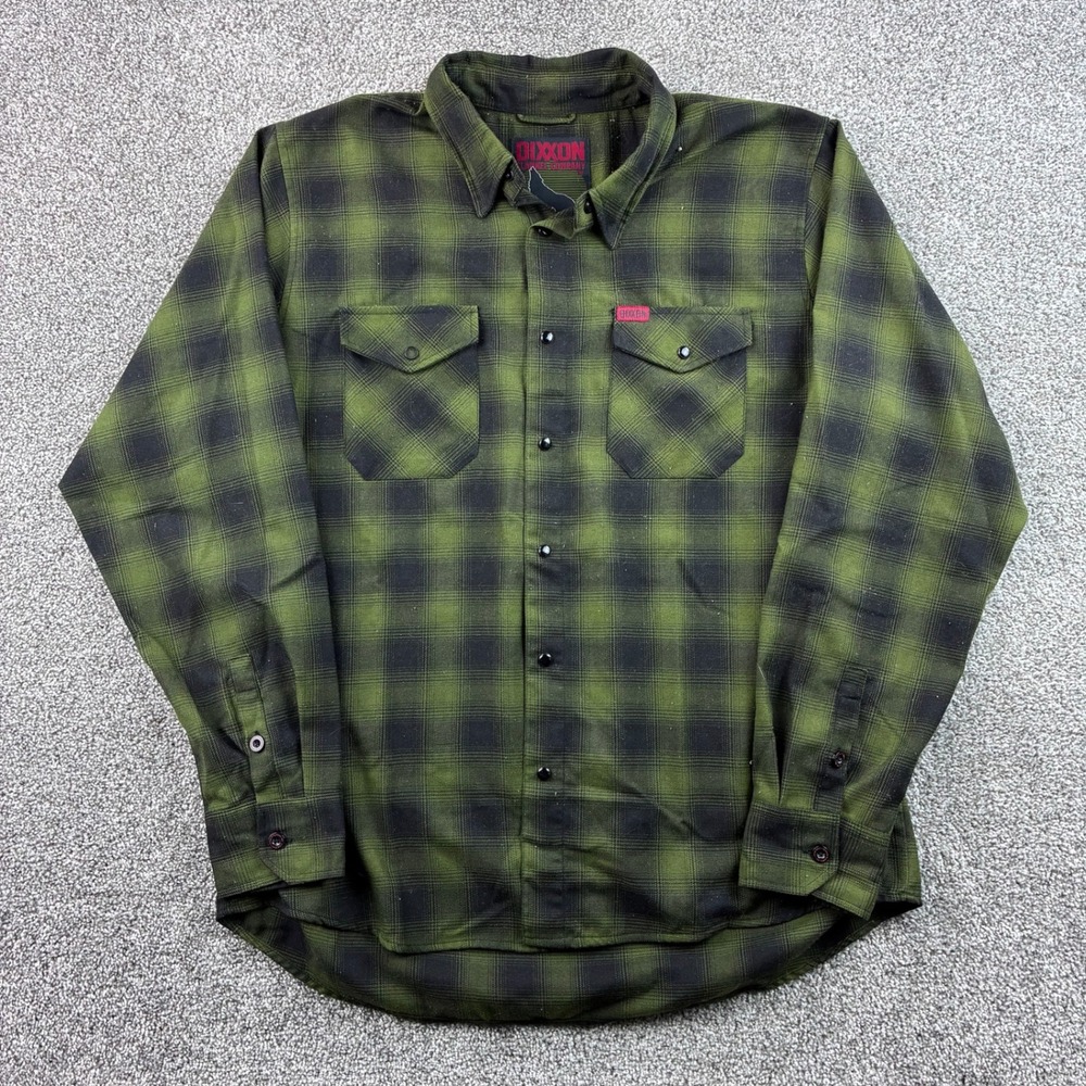 Dixxon Flannel Company Lone Wolf Shirt Mens XL Green Plaid D-Tech Snap Front